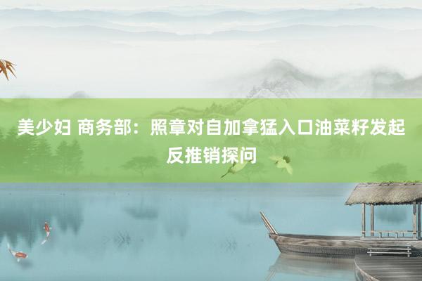 美少妇 商务部：照章对自加拿猛入口油菜籽发起反推销探问