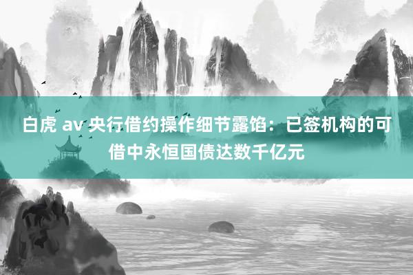 白虎 av 央行借约操作细节露馅：已签机构的可借中永恒国债达数千亿元