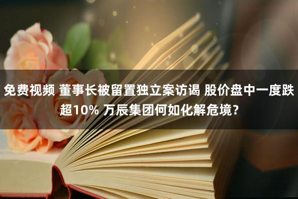 免费视频 董事长被留置独立案访谒 股价盘中一度跌超10% 万辰集团何如化解危境？
